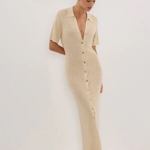 DISSH Cream Maxi Button-Down Dress